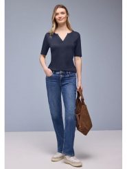 Street One Koszulka w kolorze granatowym rozmiar: 34. Niebieskie bluzki damskie Street One, bez wzorów, street, bez kołnierzyka, bez ramiączek. Za 74.99 zł.