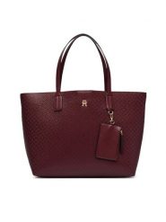 Tommy Hilfiger Torebka Th Icon Tote Mono AW0AW19004 Bordowy. Czerwone torebki klasyczne damskie Tommy Hilfiger, ze skóry, bez dodatków. Za 699.99 zł.