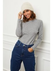 Soft Cashmere Kaszmirowy sweter w kolorze szarym rozmiar: 36. Szare swetry klasyczne damskie Soft Cashmere, z kaszmiru, bez kołnierzyka. Za 274.21 zł.