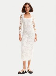 Desigual Sukienka letnia Sandalo 24SWVW50 Biały Slim Fit. Białe sukienki damskie Desigual, bez wzorów, z bawełny, bez ramiączek. Za 439.99 zł.