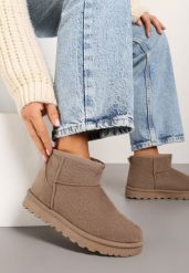 Ciemnobeżowe Płaskie Klasyczne Śniegowce z Ociepleniem Emiriellea. Brązowe śniegowce damskie Born2be, z jeansu. Za 64.99 zł.