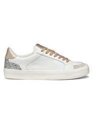 Geox Skórzane sneakersy "Emmeleny" w kolorze złoto-biało-szarym rozmiar: 39. Białe obuwie sportowe damskie Geox, z materiału, bez zapięcia. Za 283.74 zł.