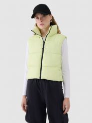 4F Bezrękawnik puchowy cropped z wypełnieniem syntetycznym damski - zielony XL. Zielone kamizelki damskie 4F, xl, bez wzorów, z dzianiny, bez kaptura. W wyprzedaży za 99.99 zł.