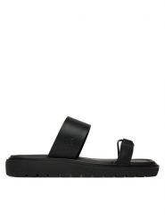Calvin Klein Jeans Klapki Rope Sandal Soft Lth Mg YW0YW01864 Czarny. Czarne klapki damskie Calvin Klein Jeans, bez wzorów, z jeansu, bez obcasa, bez zapięcia. Za 439.99 zł.