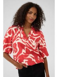 Kaffe Bluzka w kolorze koralowo-kremowym rozmiar: 40. Czerwone bluzki damskie Kaffe, s, bez wzorów, z wiskozy, klasyczne, bez kołnierzyka, bez ramiączek. Za 108.74 zł.