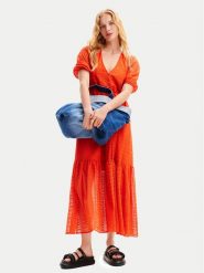 Desigual Sukienka letnia Ottawa 24SWVW05 Pomarańczowy Regular Fit. Brązowe sukienki damskie Desigual, bez wzorów, z bawełny, bez ramiączek. Za 389.99 zł.