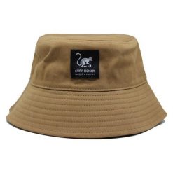Kapelusz – 100% Bawełna / Dorośli / Bez sznurka (Brązowy). Brązowe czapki damskie SURF MONKEY, bez wzorów, z bawełny. Za 159.95 zł.