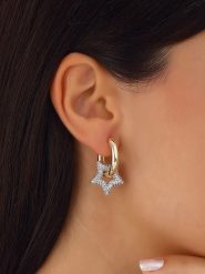 Nakkash Pozłacane kolczyki-kreole z cyrkoniami rozmiar: onesize. Żółte kolczyki damskie Nakkash, z cyrkonią, pozłacane. Za 121.80 zł.