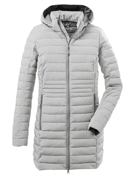 Killtec Płaszcz pikowany "Bacarya" w kolorze jasnoszarym rozmiar: 46. Szare płaszcze damskie Killtec, bez wzorów, bez kaptura. Za 320.95 zł.