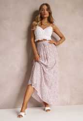 Biała Spódnica Maxi Bawełniana w Kwiatowy Wzór Rayegan. Białe spódnice damskie Renee, na lato, m, z aplikacjami, z bawełny, maxi. Za 44.99 zł.