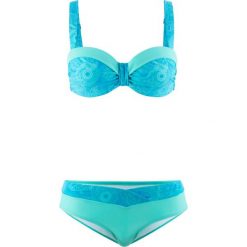 Bikini na fiszbinach (2 części) bonprix turkusowy z nadrukiem. Niebieskie bikini bonprix, z nadrukiem. Za 59.99 zł.