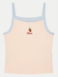 Guess Top J5GI07 KCU20 Różowy Slim Fit. Czerwone koszulki i t-shirty dziewczęce Guess, z aplikacjami, z bawełny, bez kołnierzyka, bez ramiączek. Za 59.99 zł.