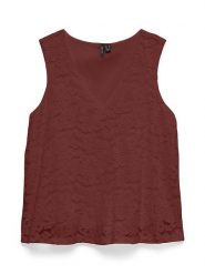 Vero Moda Bluzka w kolorze bordowym rozmiar: XL. Czerwone bluzki damskie Vero Moda, xl, bez wzorów, z koronki, bez kołnierzyka, bez ramiączek. Za 87.95 zł.