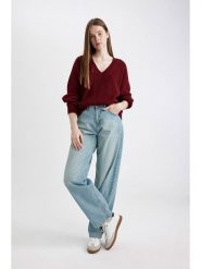 DeFacto Sweter w kolorze bordowym rozmiar: M. Czerwone swetry klasyczne damskie DeFacto, m, ze splotem, bez kołnierzyka. Za 86.99 zł.