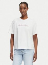 Calvin Klein Jeans T-Shirt LV047F820G Biały Regular Fit. Białe t-shirty damskie Calvin Klein Jeans, xl, bez wzorów, z bawełny, bez kołnierzyka. Za 209.99 zł.