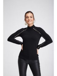 Milan Kiss Koszulka w kolorze czarnym rozmiar: XL. Czarne bluzki damskie Milan Kiss, xl, bez wzorów, bez kołnierzyka, bez ramiączek. Za 136.78 zł.