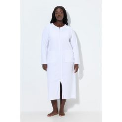 Damskie Szlafrok dwukierunkowy zamek błyskawiczny frotte miękki w dotyku. Białe szlafroki damskie Ulla Popken, bez wzorów, z bawełny, bez kaptura. Za 239.99 zł.