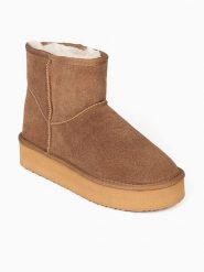 Gooce Skórzane botki zimowe "Thimble" w kolorze jasnobrązowym rozmiar: 37. Brązowe botki damskie Gooce, na zimę, ze skóry, bez obcasa, na platformie, bez zapięcia. Za 242.13 zł.