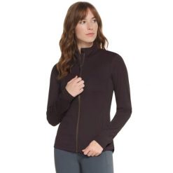 Bluza dresowa sportowa damska Go Flex Harmony Full Zip Jacket. Brązowe bluzy damskie Skechers, l, bez wzorów, z dresówki, bez kaptura. Za 199.99 zł.
