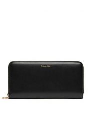 Calvin Klein Portfel Ck Large Zip Around LV04F1093G Czarny. Czarne portfele damskie Calvin Klein, bez wzorów, ze skóry. Za 259.99 zł.