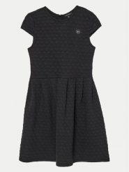Guess Sukienka codzienna J4YK09 KCBX0 Czarny Regular Fit. Czarne sukienki dziewczęce Guess, z aplikacjami, z syntetyku, bez ramiączek, proste. Za 129.99 zł.