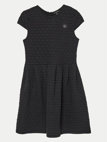 Guess Sukienka codzienna J4YK09 KCBX0 Czarny Regular Fit. Czarne sukienki dziewczęce Guess, z aplikacjami, z bawełny, bez ramiączek, proste. Za 139.99 zł.