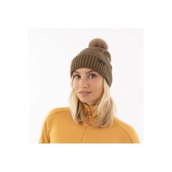 Czapka z pomponem ANKY. Brązowe czapki damskie ANKY, bez wzorów, z materiału. Za 140.50 zł.