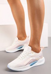 Biało-Różowe Buty Sportowe z Siateczki z Ozdobną Wstawką na Podeszwie Yllaria. Białe obuwie sportowe casual damskie Renee. Za 89.99 zł.