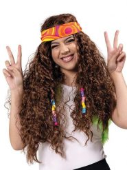 Party x People Peruka "Hippie" ze wzorem z chustą rozmiar: onesize. Brązowe chusty damskie Party x People, bez wzorów, z materiału. Za 82.44 zł.