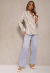 Beżowa Casualowa Tweedowa Marynarka z Wszytymi Poduszkami na Ramionach Jaanes. Brązowe marynarki i żakiety damskie Renee, l, z aplikacjami, z bawełny, eleganckie. Za 159.99 zł.