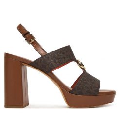 Sandały MICHAEL Michael Kors. Brązowe kozaki damskie MICHAEL Michael Kors, bez obcasa, na słupku, bez zapięcia. Za 739.99 zł.