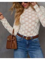 Milan Kiss Koszulka w kolorze kremowym rozmiar: L. Brązowe koszulki damskie Milan Kiss, l, bez wzorów, z koronki, bez kołnierzyka, bez ramiączek. Za 104.99 zł.