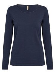Soyaconcept Koszulka "Pylle" w kolorze granatowym rozmiar: XL. Niebieskie bluzki damskie Soyaconcept, xl, bez wzorów, z bawełny, bez kołnierzyka, bez ramiączek. Za 73.95 zł.