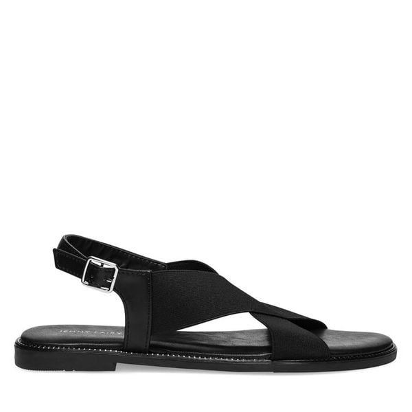 Sandały Jenny Fairy. Czarne sandały damskie Jenny Fairy, bez wzorów, bez obcasa, na płaskiej podeszwie, bez zapięcia. Za 79.99 zł.