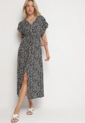 Czarna Bawełniana Sukienka z Gumką w Talii w Drobne Kwiatki Nulinea. Czarne sukienki damskie Born2be, bez wzorów, z bawełny, eleganckie, bez ramiączek. W wyprzedaży za 55.24 zł.