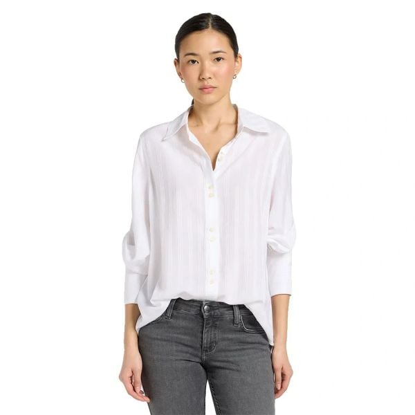 DAMSKA KOSZULA LEE BALLOON SLEEVE SHIRT BRIGHT WHITE 112371015. Białe koszule damskie Lee, s, bez wzorów, bez kołnierzyka, bez ramiączek. Za 169.99 zł.