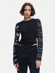 Desigual Bluzka Rebe 24WWTK78 Czarny Slim Fit. Czarne bluzki damskie Desigual, m, bez wzorów, z bawełny, bez kołnierzyka, bez ramiączek. W wyprzedaży za 189.99 zł.