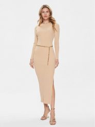 Michael Kors Sukienka dzianinowa MR4820O33D Beżowy Slim Fit. Brązowe sukienki damskie Michael Kors, bez wzorów, z dzianiny, bez ramiączek. Za 779.99 zł.