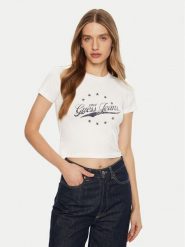 Guess Jeans T-Shirt W5RI59 J1314 Biały Regular Fit. Białe t-shirty damskie Guess Jeans, xxl, z aplikacjami, z bawełny, bez kołnierzyka. Za 79.99 zł.