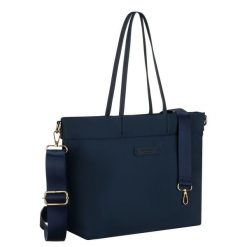 Shopperka damska w granatowym kolorze zamykana klipsem magnetycznym Peterson PTN JN-10. Torebki klasyczne damskie Peterson, z nylonu, do ręki, bez dodatków. Za 119.99 zł.