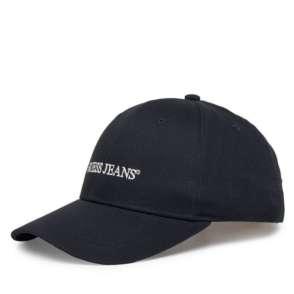 Czapka z daszkiem Guess Jeans. Niebieskie czapki z daszkiem damskie Guess Jeans, z aplikacjami, z jeansu. Za 81.99 zł.