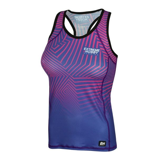 Koszulka do biegania damska bez rękawów EXTREME HOBBY CALEIDOSCOPE. Fioletowe koszulki damskie EXTREME HOBBY, xs, bez wzorów, z elastanu, bez kołnierzyka, bez ramiączek. Za 139.00 zł.