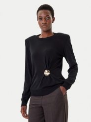 Simona Corsellini Sweter A25CPMGE0301 Czarny Regular Fit. Czarne swetry klasyczne damskie SIMONA CORSELLINI, l, z wełny, bez kołnierzyka. Za 639.99 zł.
