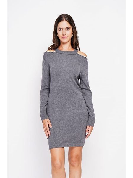 William de Faye Sukienka dzianinowa w kolorze szarym rozmiar: 38. Szare sukienki damskie William de Faye, bez wzorów, z dzianiny, klasyczne, bez ramiączek. Za 118.84 zł.