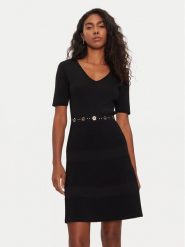 Morgan Sukienka dzianinowa 242-RMEY Czarny Slim Fit. Czarne sukienki damskie Morgan, bez wzorów, z dzianiny, bez ramiączek. Za 249.99 zł.