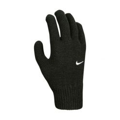 NIKE Rękawice dzianinowe KNIT SWOOSH TG 2.0 black/white-S/M. Czarne rękawiczki damskie Nike, bez wzorów, z dzianiny. Za 52.40 zł.