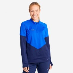 Bluza do piłki nożnej damska Kipsta Viralto. Czarne bluzy damskie KIPSTA, s, bez wzorów, z elastanu, bez kaptura. Za 109.99 zł.