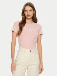 Guess T-Shirt O5RI01 KBBU1 Różowy Slim Fit. Czerwone t-shirty damskie Guess, s, z aplikacjami, z bawełny, bez kołnierzyka. Za 79.99 zł.