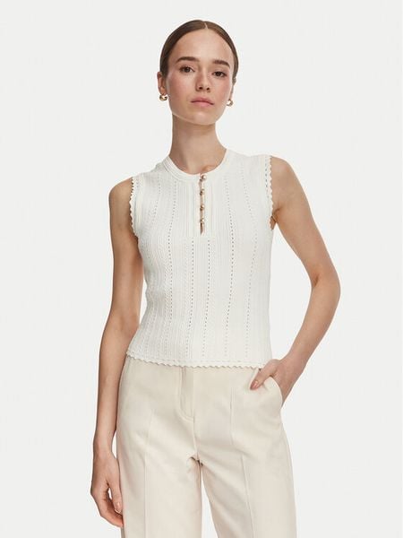 Guess Bluzka W6YR24 Z0970 Biały Regular Fit. Białe bluzki damskie Guess, xl, z aplikacjami, z syntetyku, bez kołnierzyka, bez ramiączek. Za 309.99 zł.