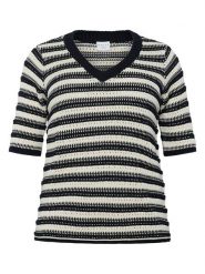 KAFFE curve Sweter w kolorze kremowo-czarnym rozmiar: XL. Brązowe swetry klasyczne damskie KAFFE curve, xl, z bawełny, bez kołnierzyka. Za 118.84 zł.